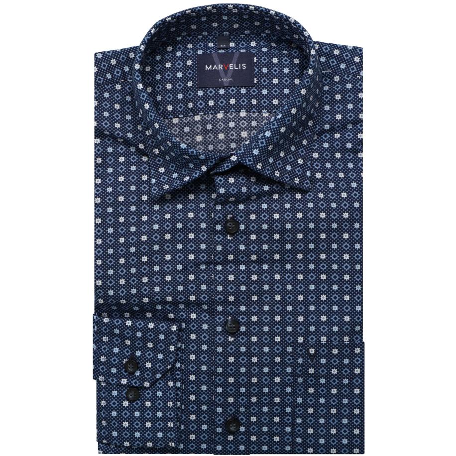 Marvelis Casual Overhemd marine, Motief Blauw
