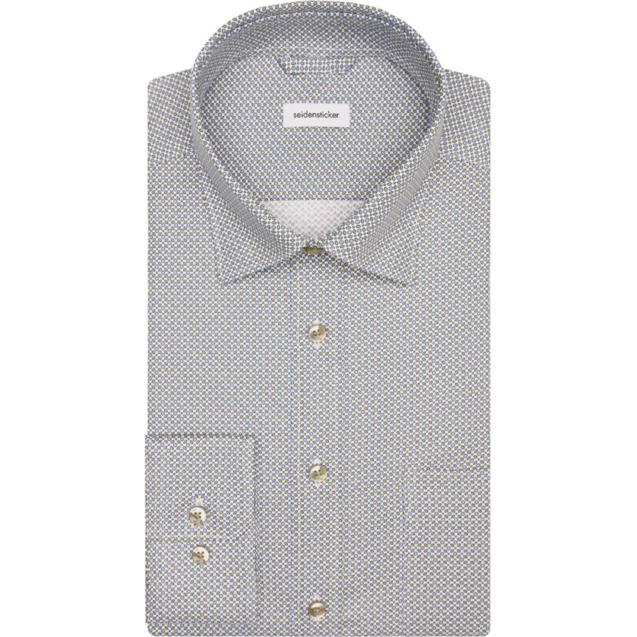 Seidensticker Overhemd beige, Bedrukt Bruin