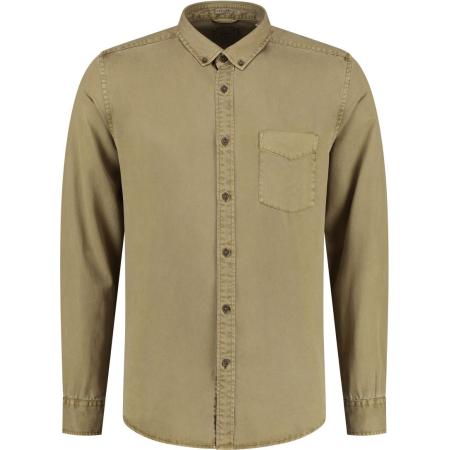 Dstrezzed Overhemd Garment Dyed Tencel Khaki