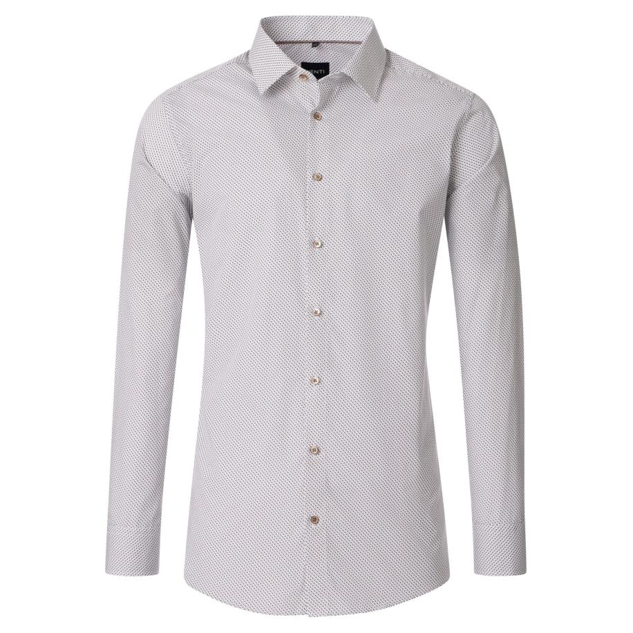 Venti Overhemd beige, Bedrukt Bruin