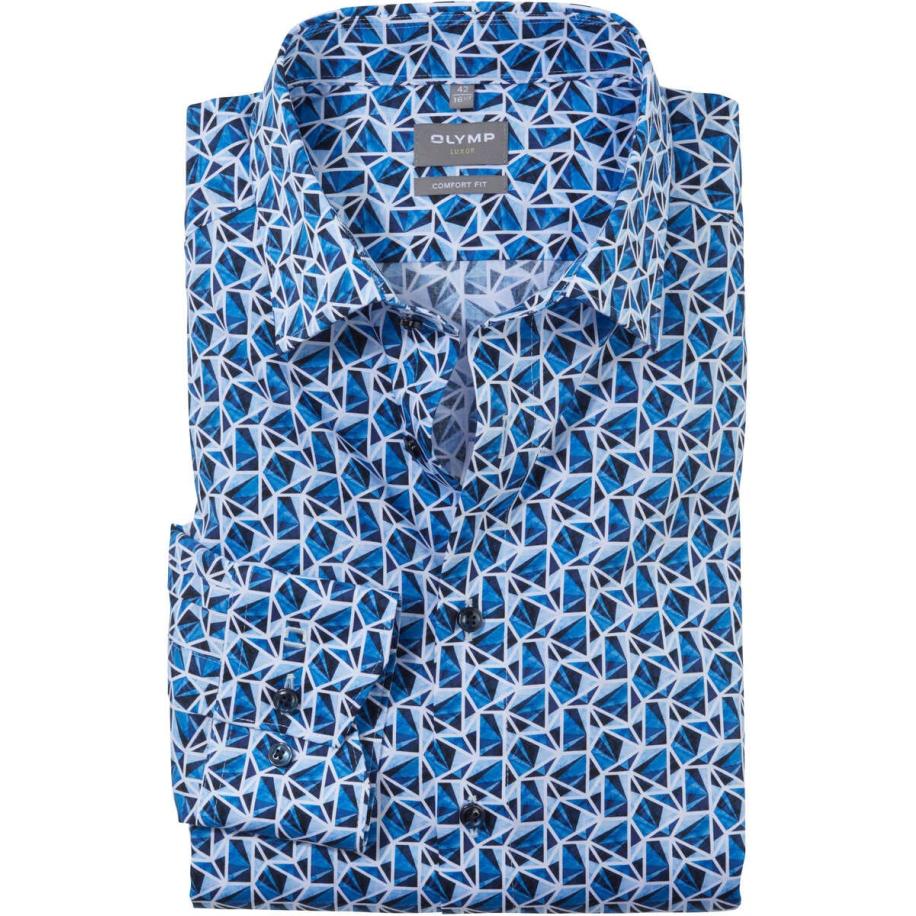 OLYMP Luxor Overhemd blauw, Bedrukt Blauw