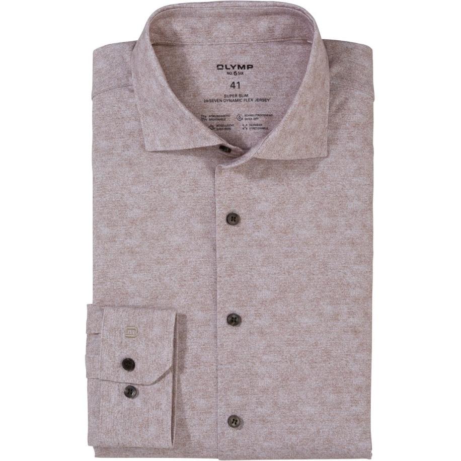 OLYMP No. Six 24/Seven Jersey shirt bruin, Bedrukt Bruin