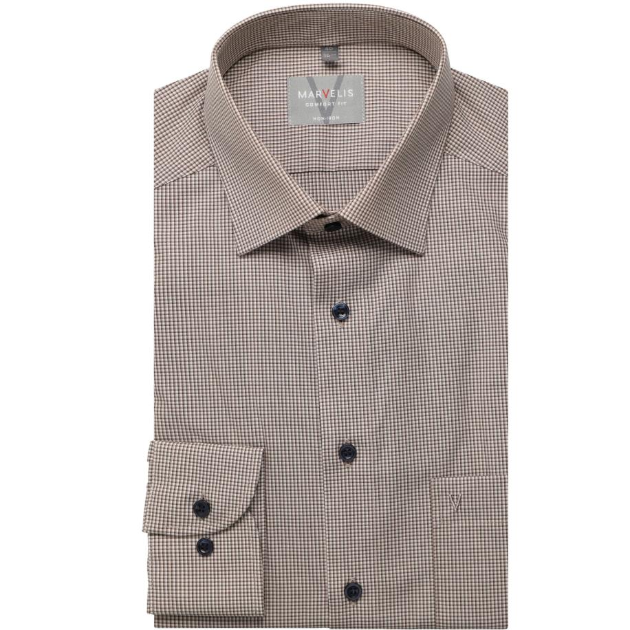 Marvelis Overhemd bruin, Ruit Bruin