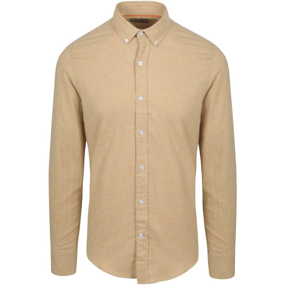 Suitable Overhemd Flanel Beige Bruin