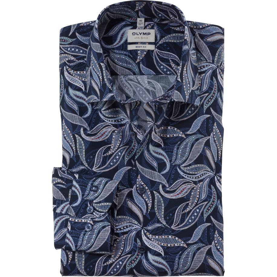 OLYMP Level Five Overhemd marine, Bedrukt Blauw