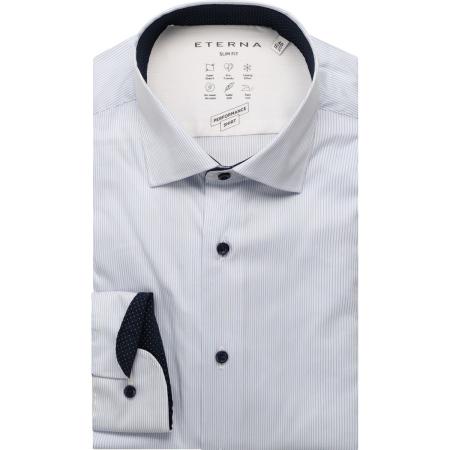 ETERNA Performance Overhemd middenblauw, Gestreept