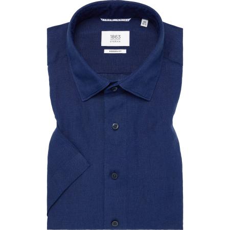 ETERNA 1863 Linnen Overhemd blauw, Effen