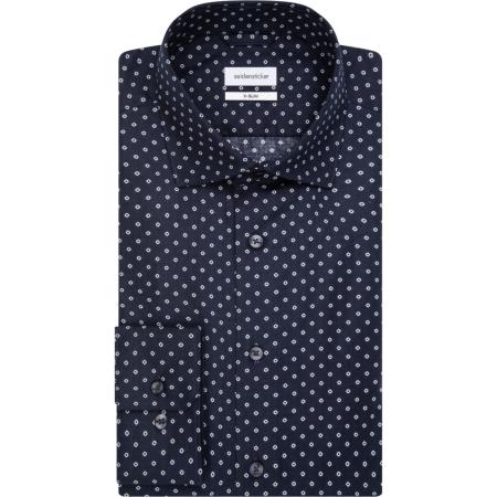 Seidensticker Overhemd donkerblauw, Bedrukt