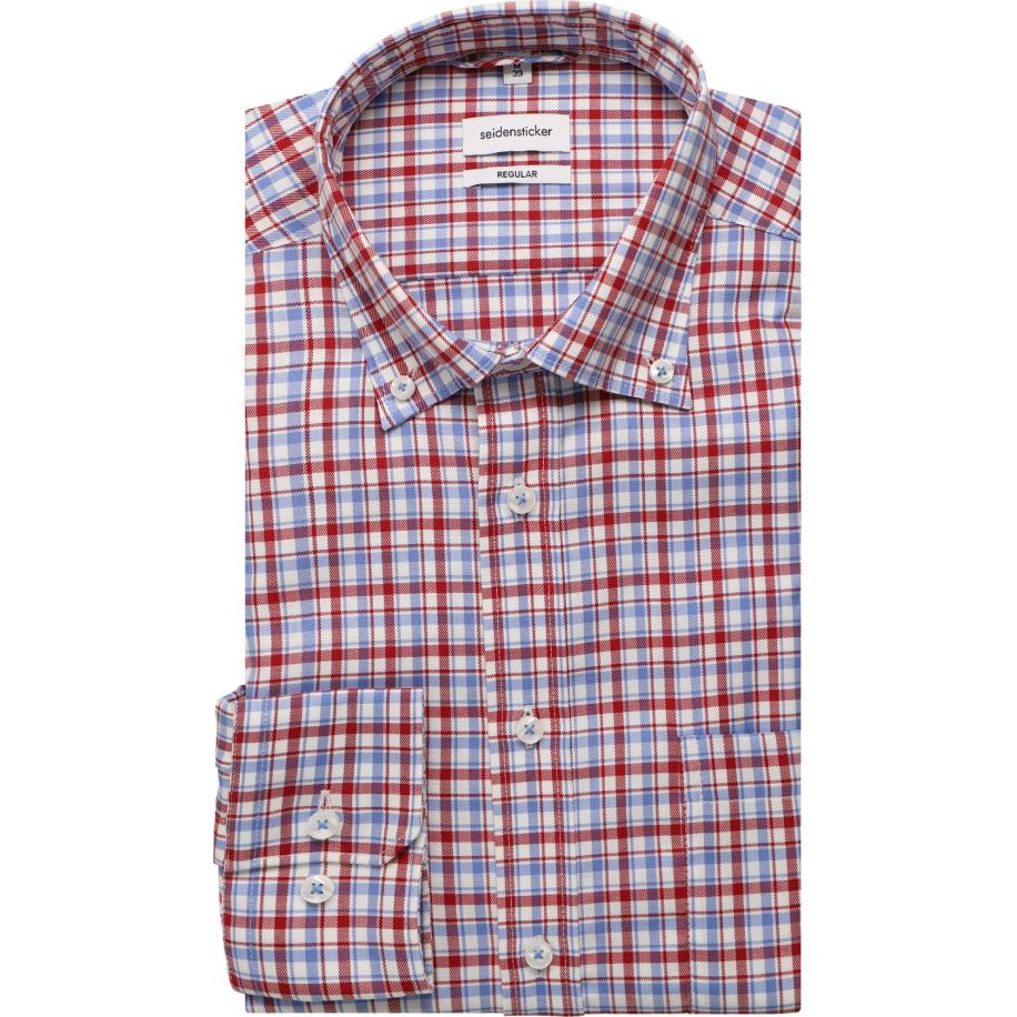 Seidensticker Overhemd rood, Ruit Rood