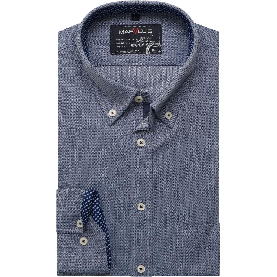 Marvelis Casual Overhemd marine, Motief Blauw