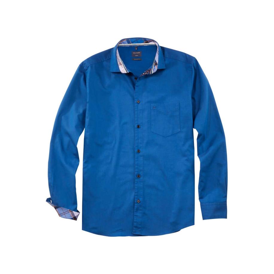 OLYMP Casual Overhemd blauw, Effen Blauw