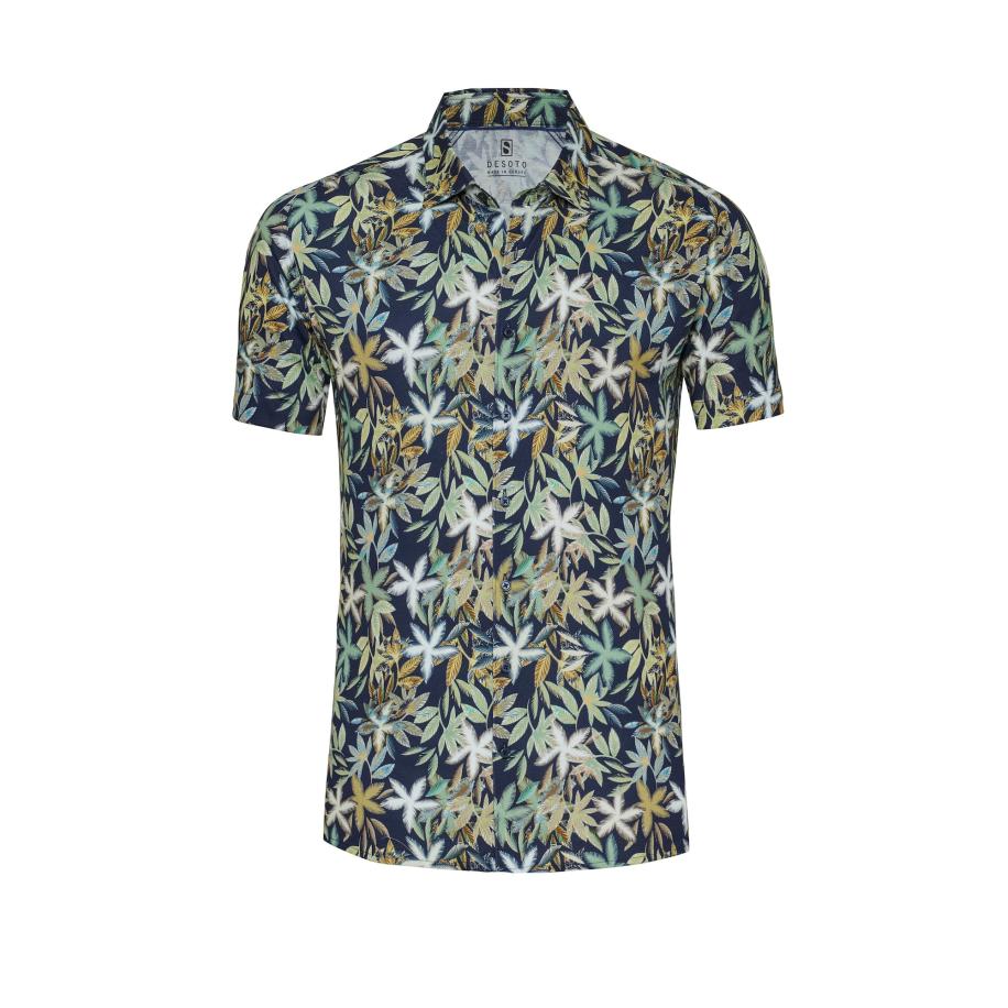 Desoto DESOTO Overhemd donkerblauw / groen / olijfgroen / wit -