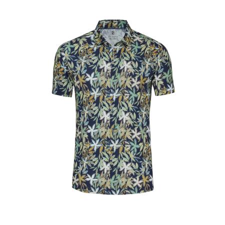 Desoto DESOTO Overhemd donkerblauw / groen / olijfgroen / wit