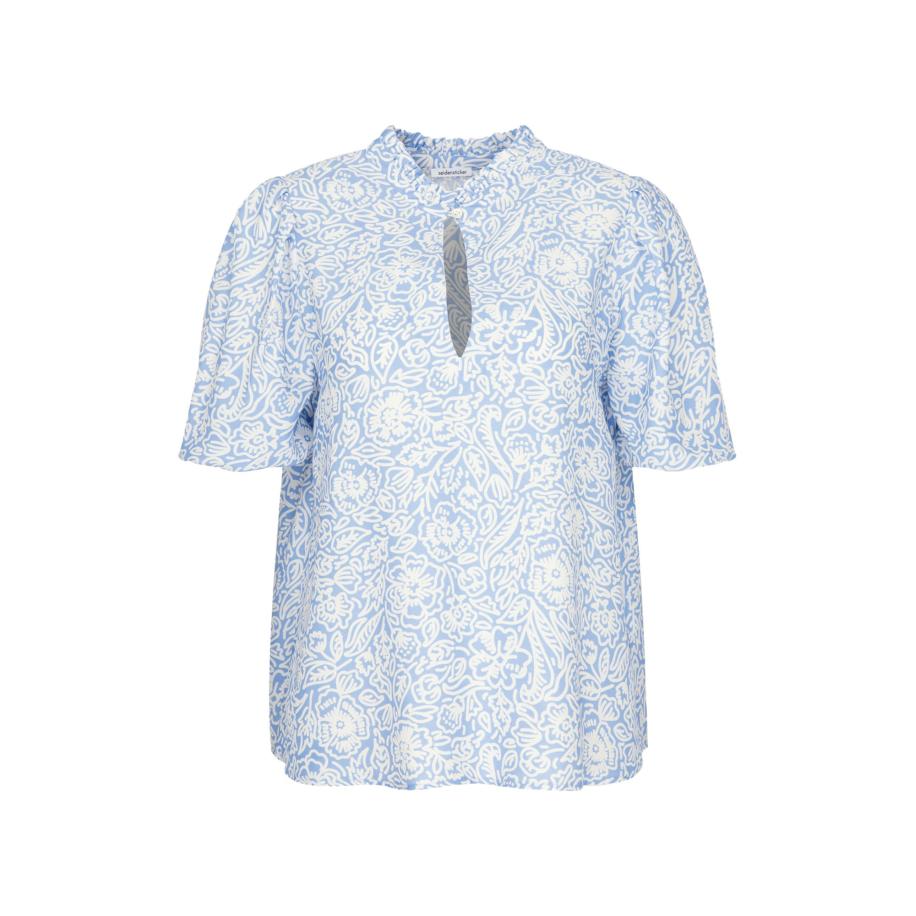 Seidensticker SEIDENSTICKER Blouse Schwarze Rose lichtblauw / wit -