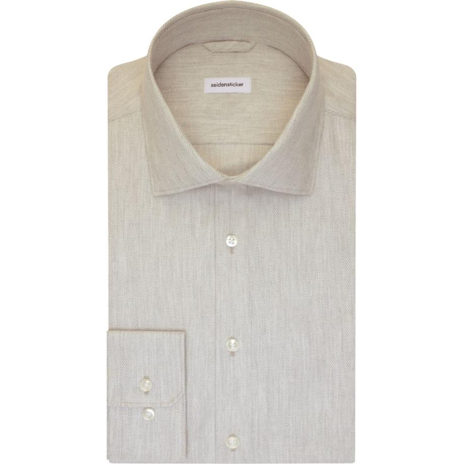 Seidensticker Flanellen Overhemd lichtgrijs, Gestreept Grijs