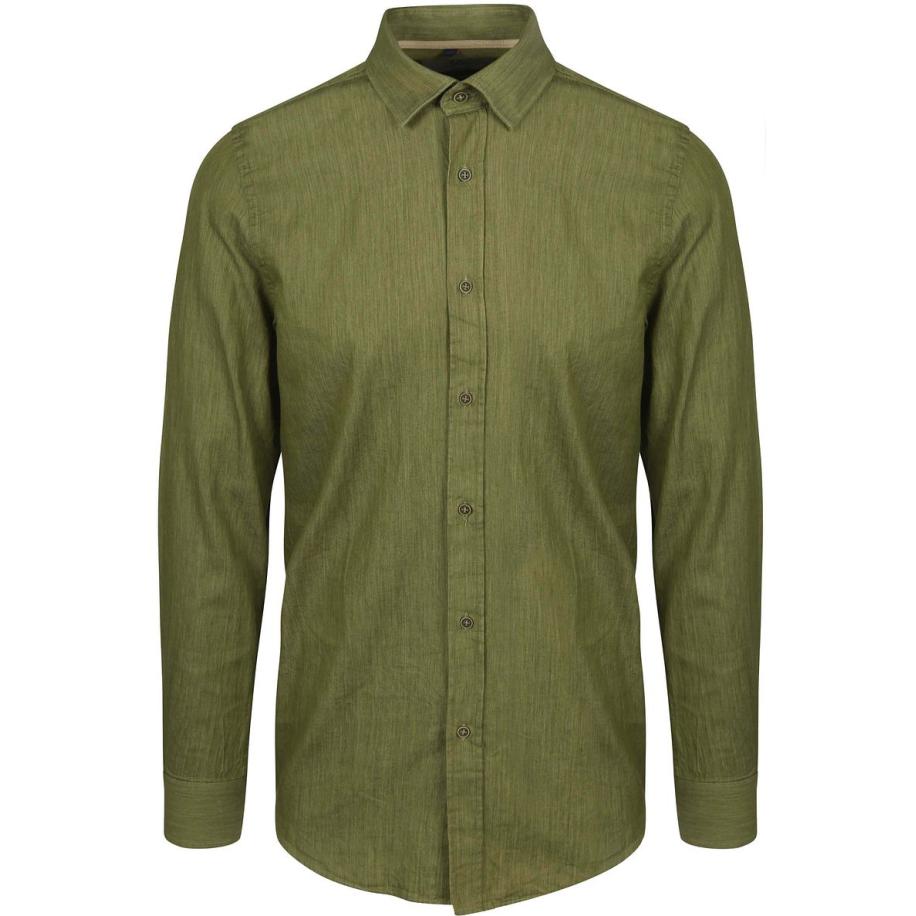 Suitable Overhemd Washed Groen Groen