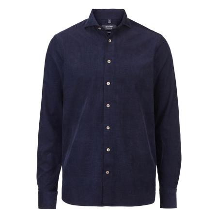OLYMP SIGNATURE Soft Business ribfluwelen overhemd nachtblauw, Effen