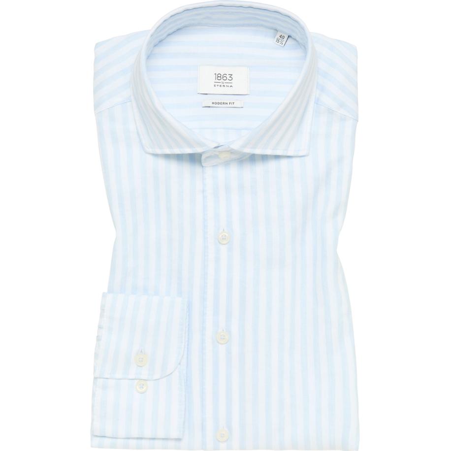ETERNA 1863 Linnen Overhemd hemelsblauw, Gestreept Blauw