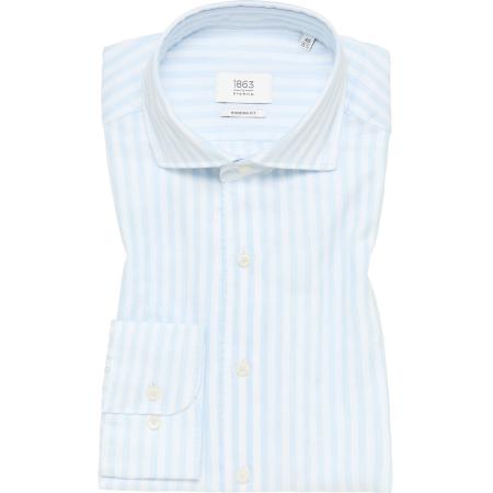 ETERNA 1863 Linnen Overhemd hemelsblauw, Gestreept