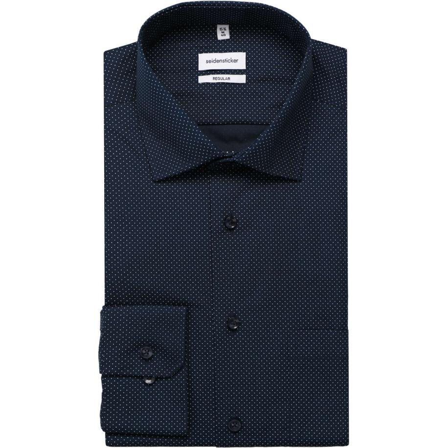 Seidensticker Overhemd donkerblauw, Stippen Blauw