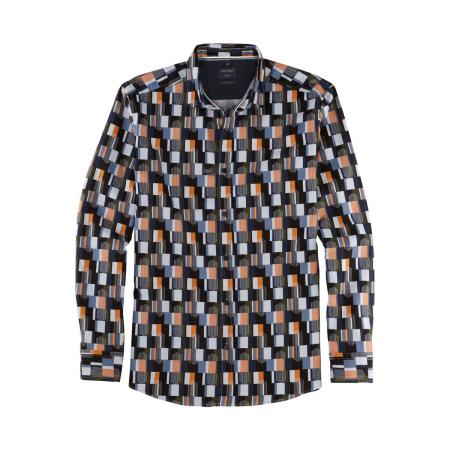 OLYMP Casual Flanellen Overhemd groen, Bedrukt