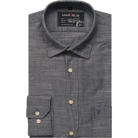 Marvelis Casual Overhemd nachtblauw, Effen