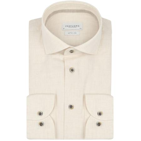 Profuomo Overhemd Linnen Blend Ecru