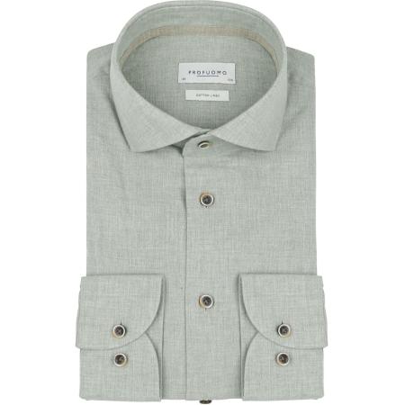 Profuomo Overhemd Linnen Blend Lichtgroen
