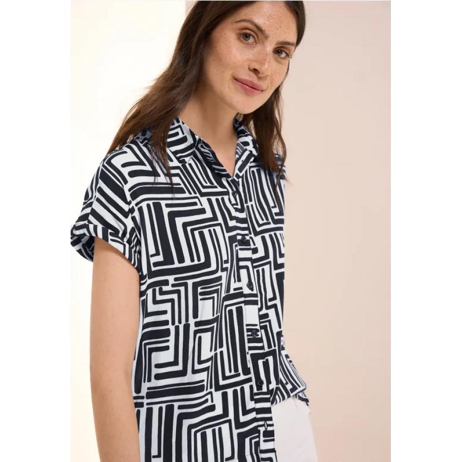 CECIL Gedessineerde overhemdblouse Blauw