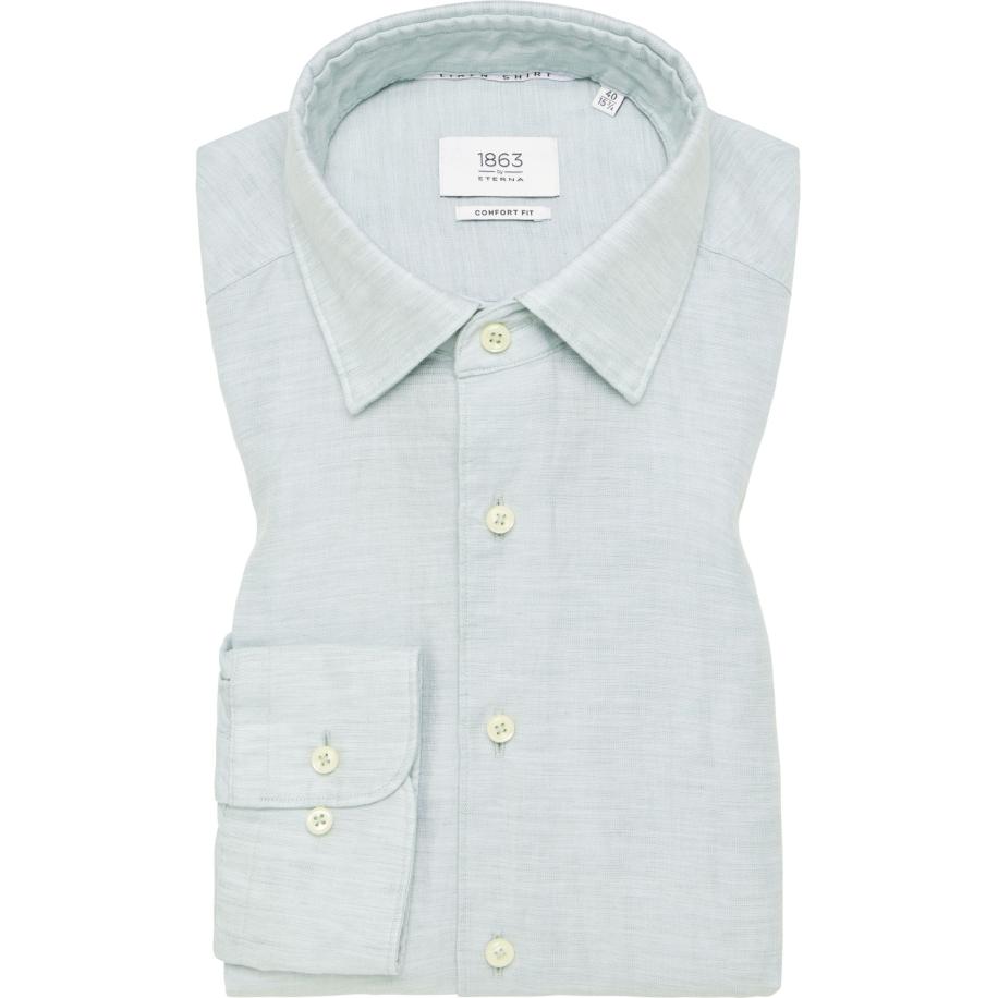 ETERNA 1863 Linnen Overhemd lichtgroen, Effen Groen