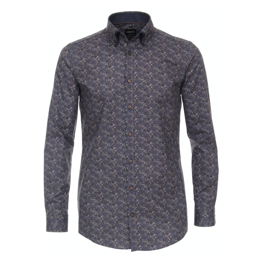 Venti Overhemd blauw, Bedrukt Blauw