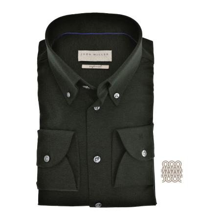 John Miller Overhemd donkergroen, Effen