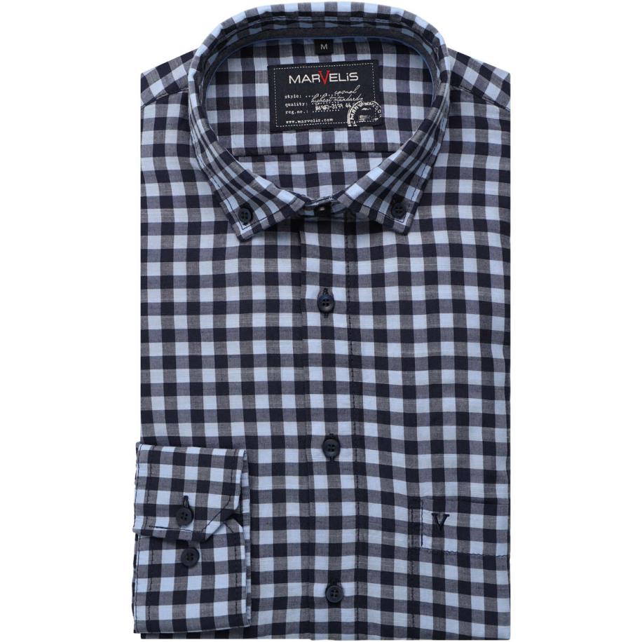 Marvelis Casual Overhemd blauw, Ruit Blauw