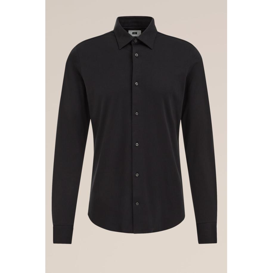 Fundamentals heren slim fit overhemd - Slim Fit - Zwart - Katoen - Maat: M Zwart