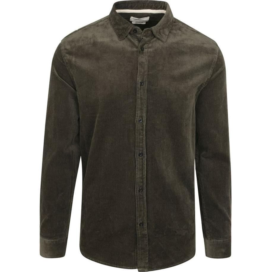 Anerkjendt Overhemd Akleif Corduroy Donkergroen Groen