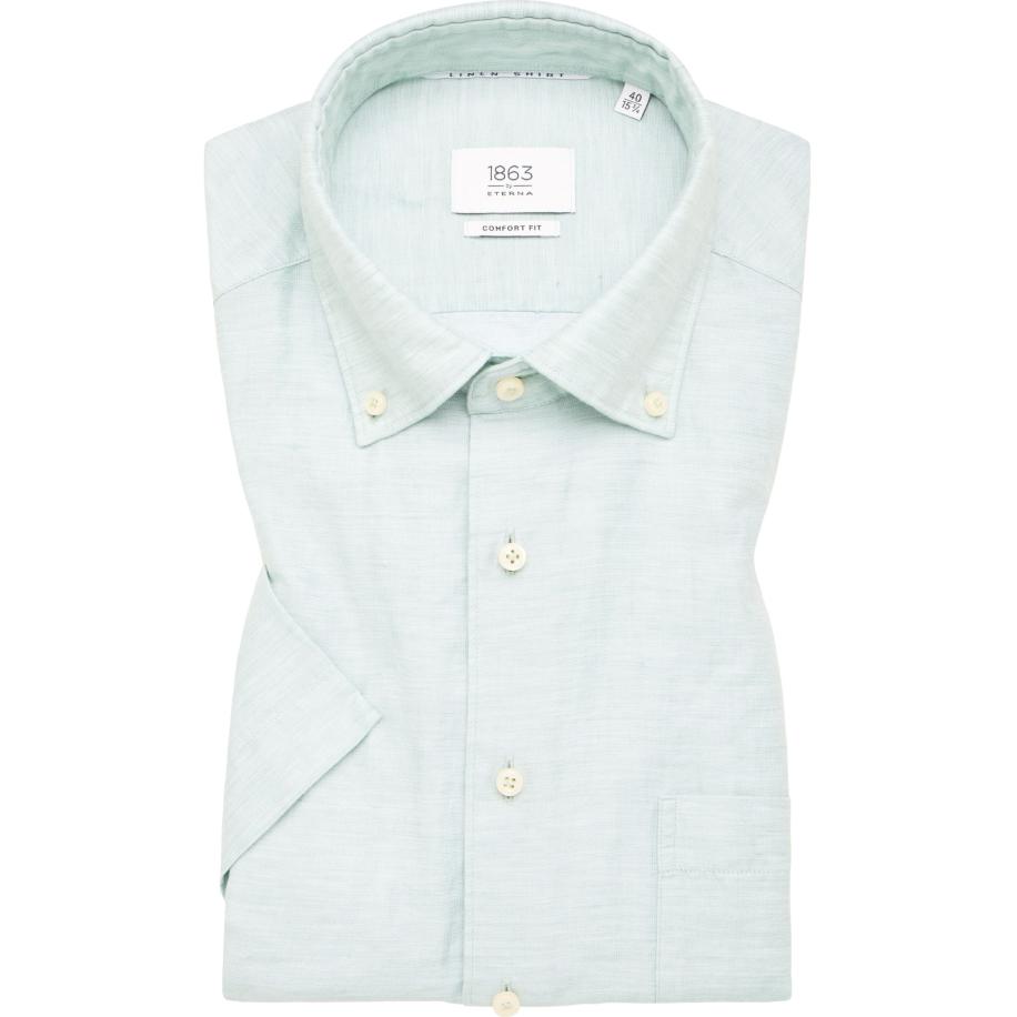 ETERNA 1863 Linnen Overhemd lichtgroen, Effen Groen