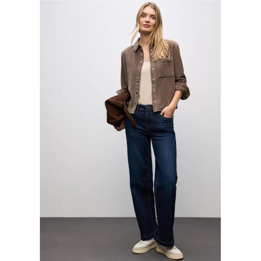 Street One Corduroy overhemd blouse Bruin