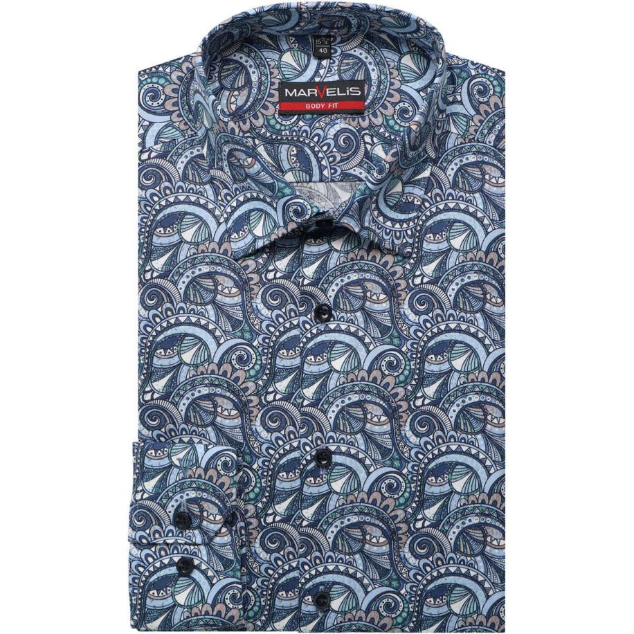 Marvelis Overhemd blauw/bruin, Motief Blauw