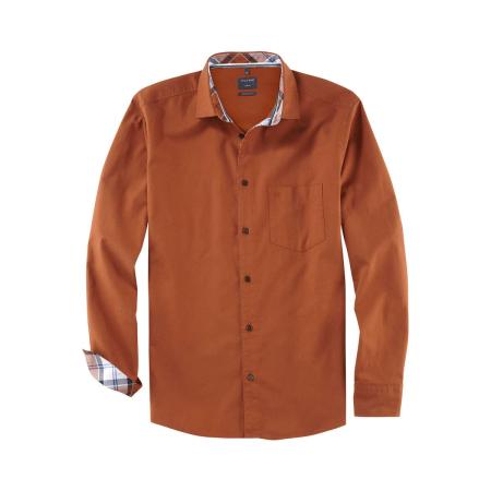 OLYMP Casual Overhemd bruin, Effen