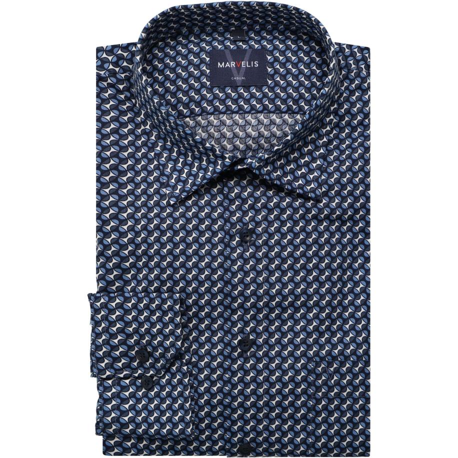 Marvelis Casual Overhemd marine, Motief Blauw