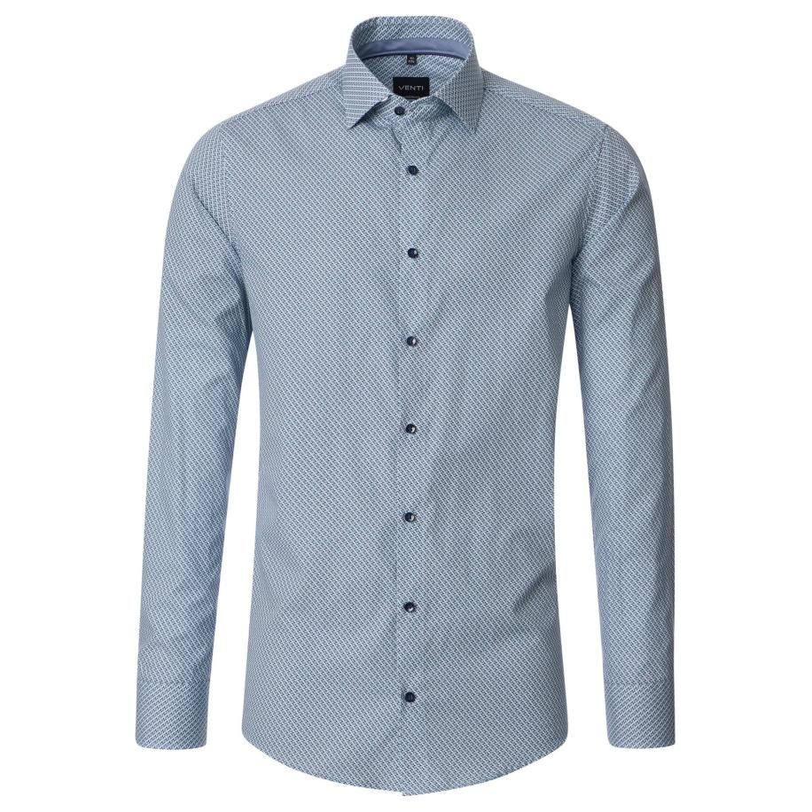 Venti Overhemd blauw, Bedrukt Blauw