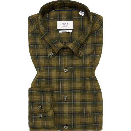 ETERNA 1863 Flanellen Overhemd kaki, Ruit