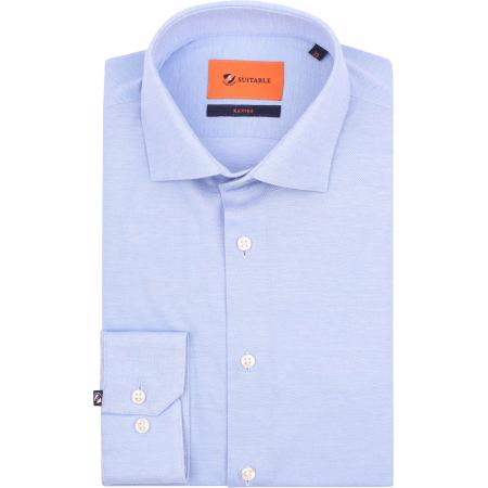 Suitable Overhemd Knitted Piqué Lichtblauw