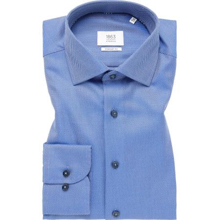 ETERNA 1863 Overhemd donkerblauw, Gestructureerd