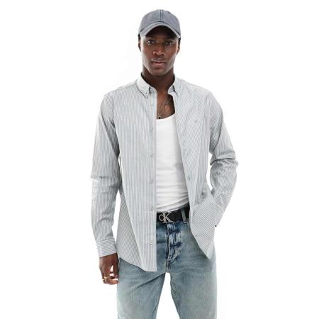 Calvin Klein - Gestreept Oxford overhemd in lichtgroen