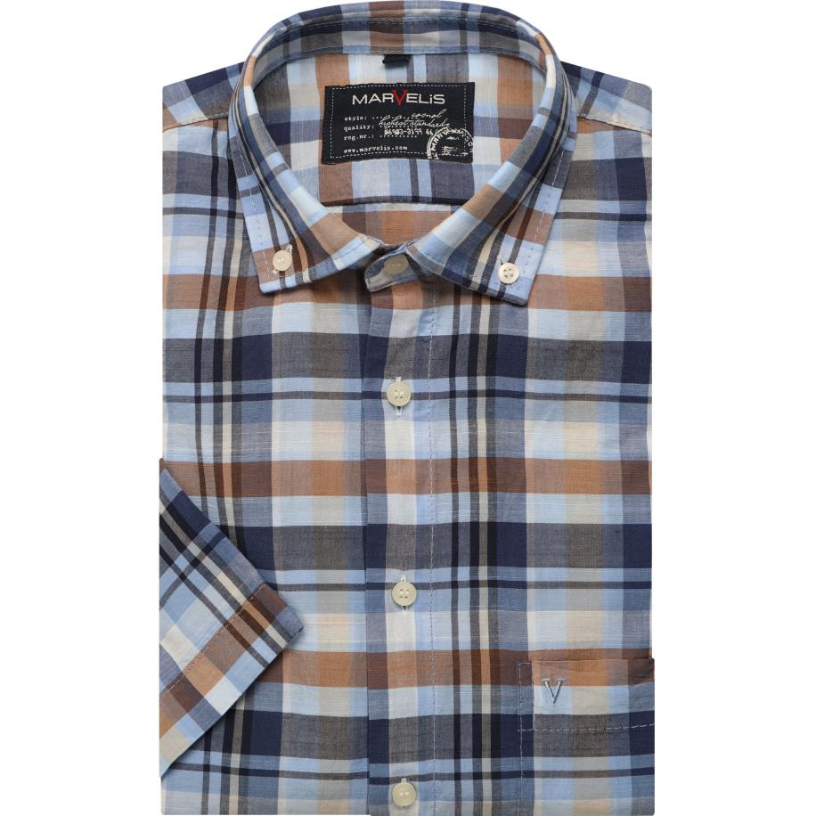 Marvelis Casual Overhemd Korte mouw blauw Blauw