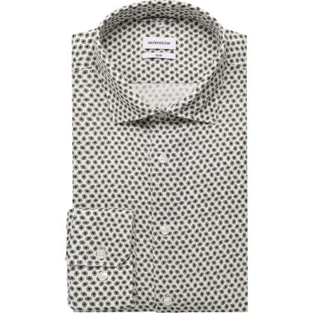 Seidensticker Linnen Overhemd zand, Motief