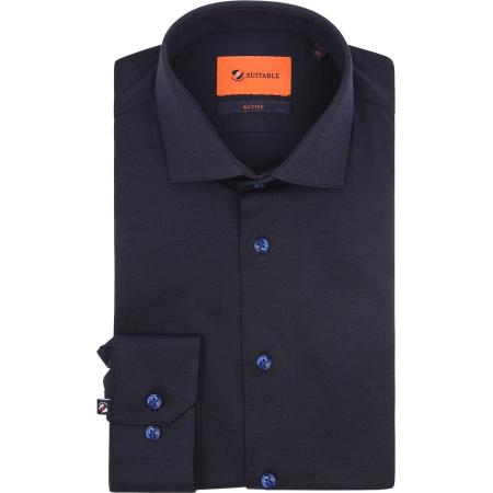 Suitable Knitted Pique Overhemd Navy