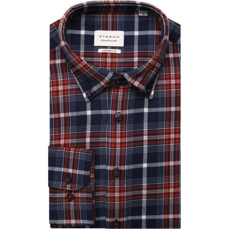 ETERNA Flanellen Overhemd marine, Ruit