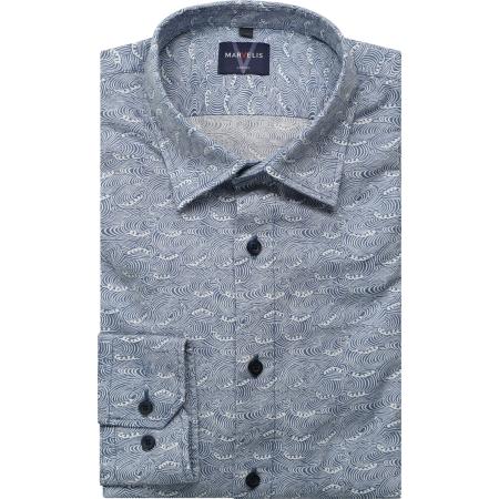 Marvelis Casual Overhemd rook blauw, Motief